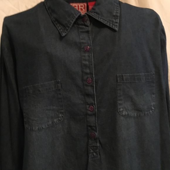 RED & RANCH BLUE DENIM PULL OF BLOUSE - Picture 2 of 6